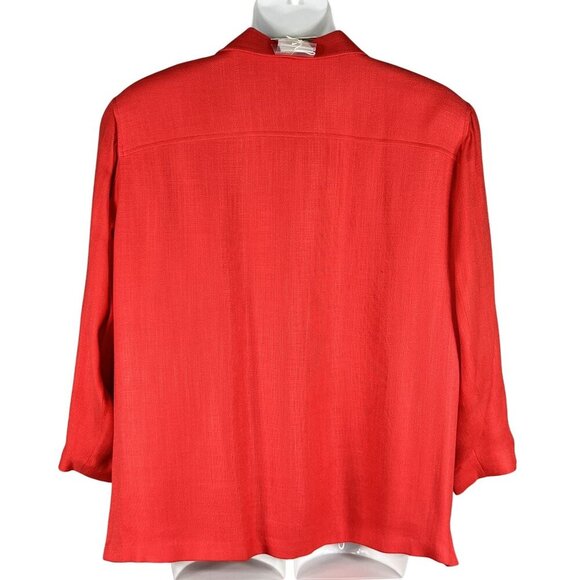 Susan Bristol NWT Womens 16W Red Button Down Blazer Jacket Pockets Career Office - Picture 2 of 16